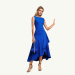Blue Crepe Draped Dress | Edubizzi