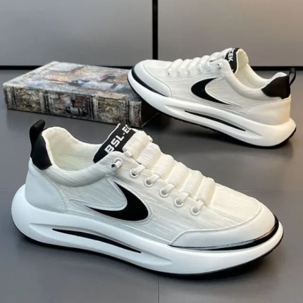 Women Casual Sneakers White with Black Accents – Edubizzi