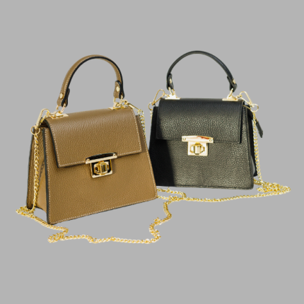 Chain strap crossbody bag with gold lock