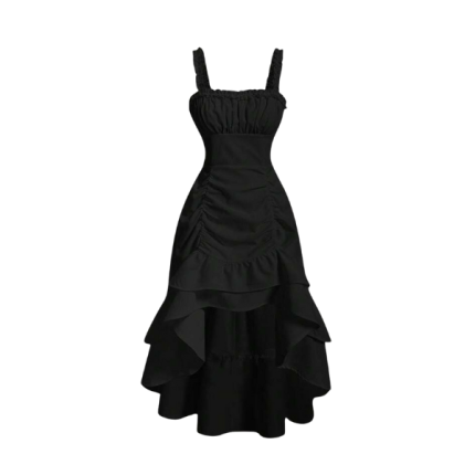 Black Smocked Midi Dress | Edubizzi