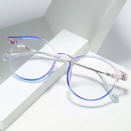 Round acetate frame eyeglasses gradient blue unisex