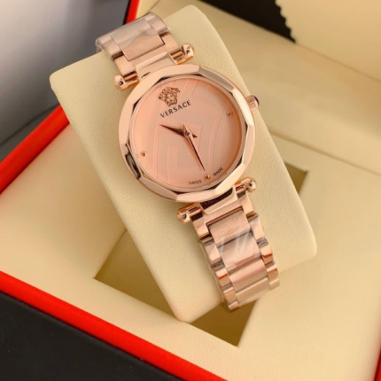 Versace V-Circle Quartz Watch Rose Gold by Versace